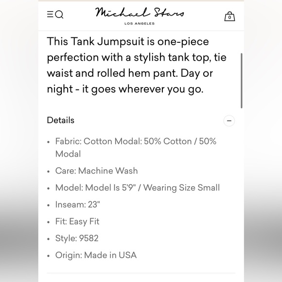 Michael Stars Theo Tank Jumpsuit in Black Size Medium New With Tags - Picture 10 of 12